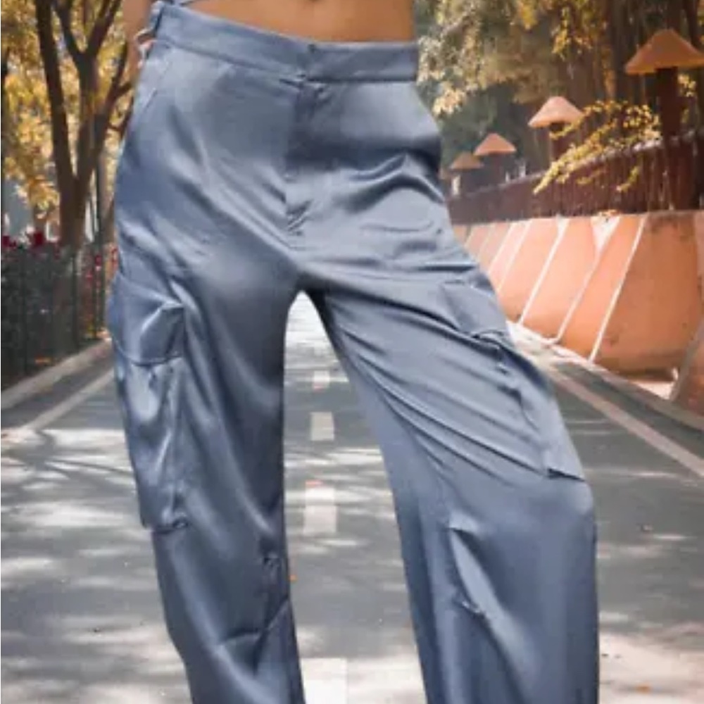 Zara flowy cargo pants blue
